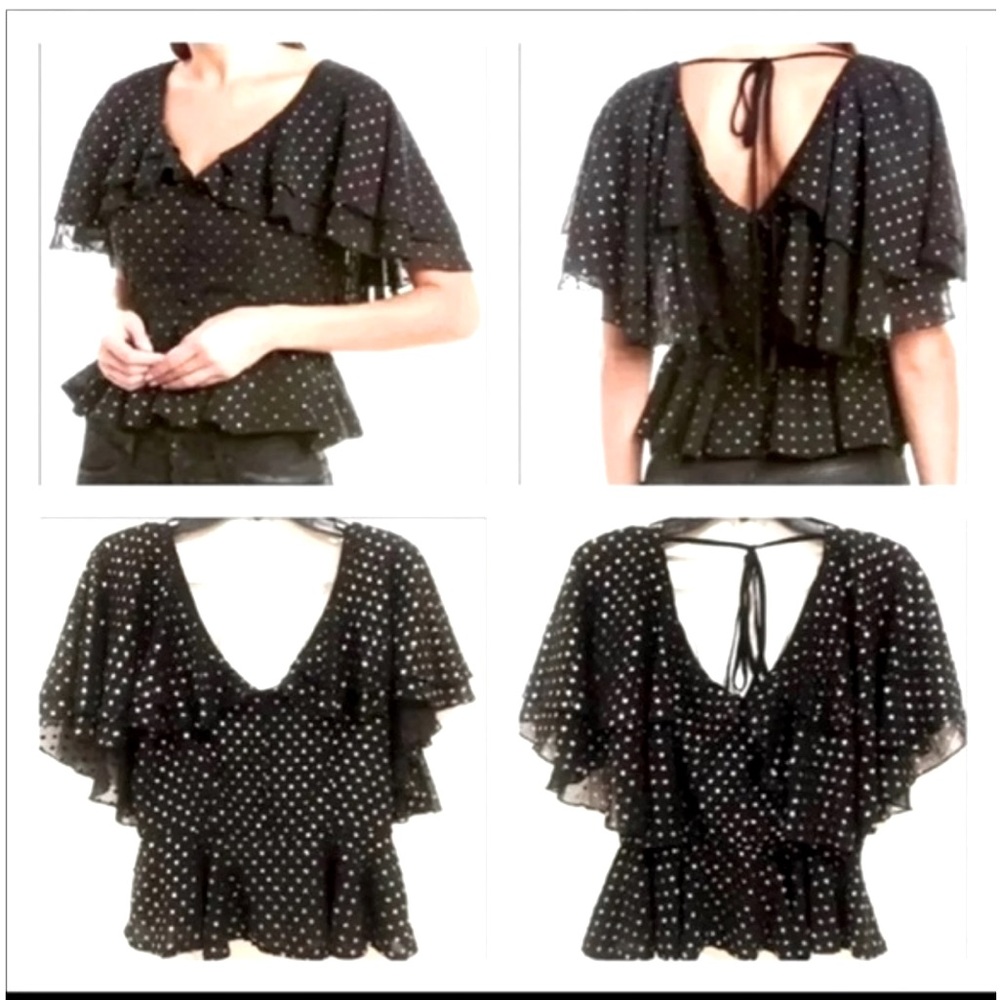 ROSEWATER REMI SWISS SILVER POLKA DOT TOP MEDIUM